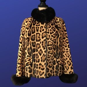 REVILLON Bros. Vintage Genuine FUR JACKET w/FOX fur collar/cuffs, Women’s LARGE